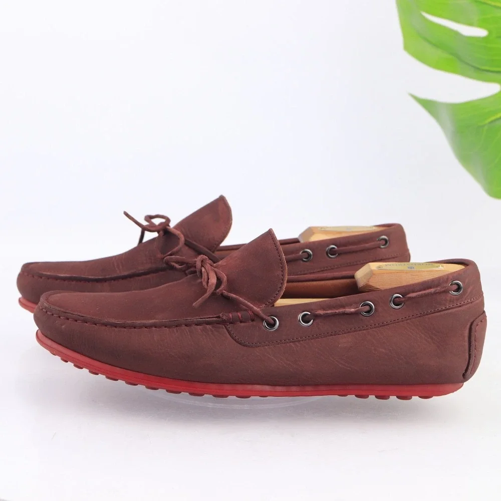 M Gemi Mens The Barca Boat Shoes Size 41.5 8.5 Burgundy Leather Moccasin Loafers